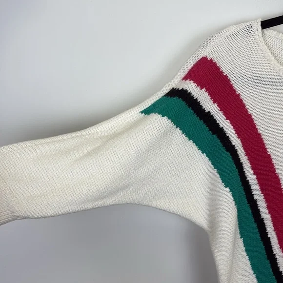 ✨ Vintage Petite Koret Knit Sweater Top/Floral Appliqué/Retro 80s 90s/sz PMedium - Picture 7 of 8